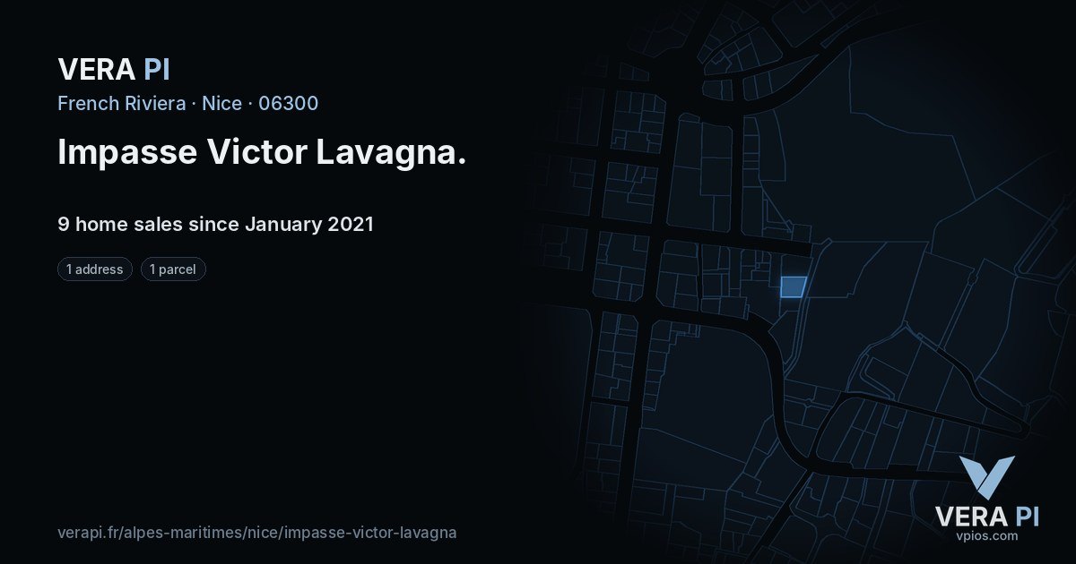 Impasse Victor Lavagna, Nice at night – every parcel coloured by the prices around it, the street's own parcels lit