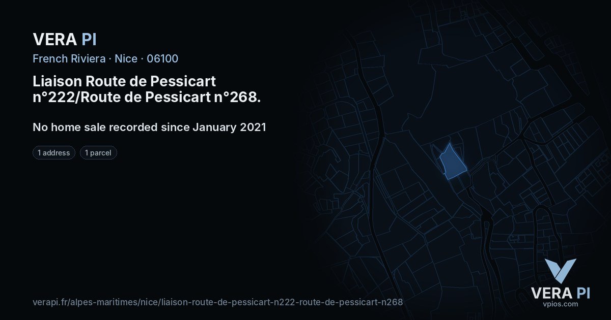Liaison Route de Pessicart n°222/Route de Pessicart n°268, Nice at night – every parcel coloured by the prices around it, the street's own parcels lit