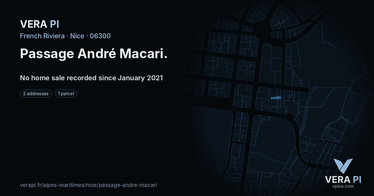 Passage André Macari, Nice at night – every parcel coloured by the prices around it, the street's own parcels lit