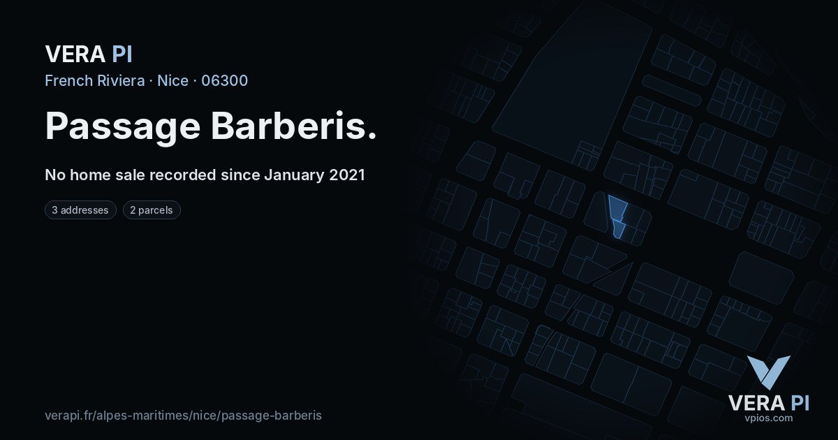 Passage Barberis, Nice at night – every parcel coloured by the prices around it, the street's own parcels lit
