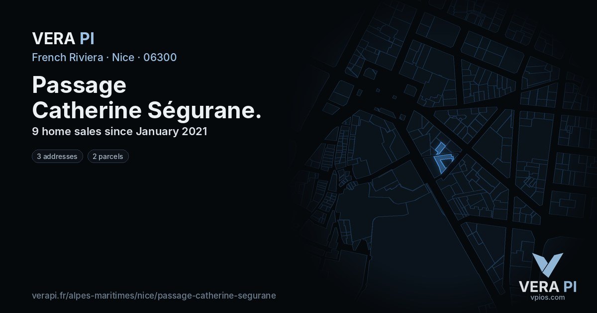 Passage Catherine Ségurane, Nice at night – every parcel coloured by the prices around it, the street's own parcels lit