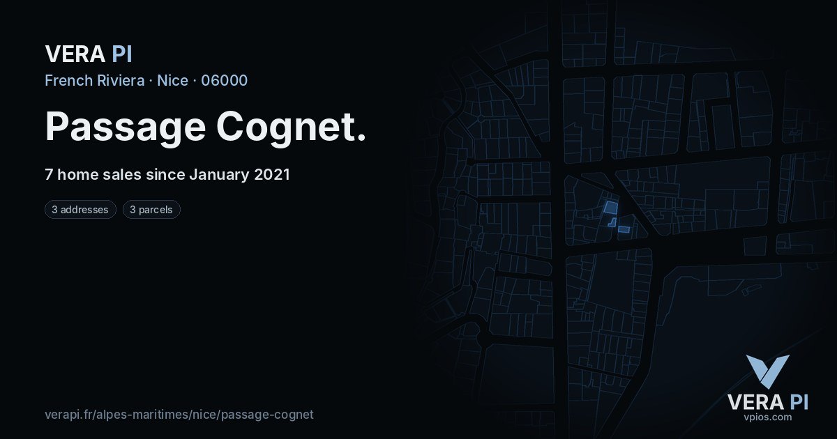 Passage Cognet, Nice at night – every parcel coloured by the prices around it, the street's own parcels lit