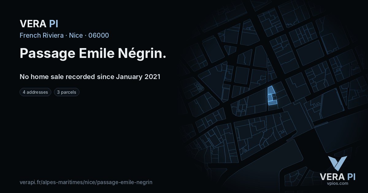 Passage Emile Négrin, Nice at night – every parcel coloured by the prices around it, the street's own parcels lit