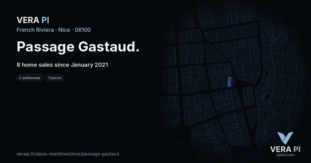 Passage Gastaud, Nice at night – every parcel coloured by the prices around it, the street's own parcels lit