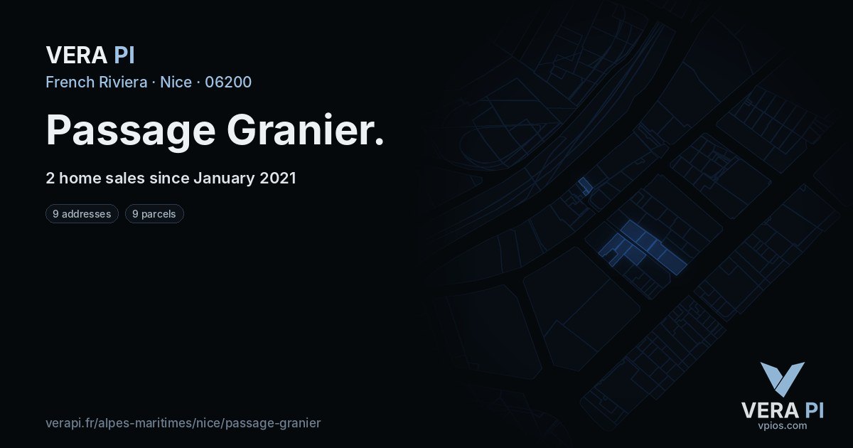 Passage Granier, Nice at night – every parcel coloured by the prices around it, the street's own parcels lit