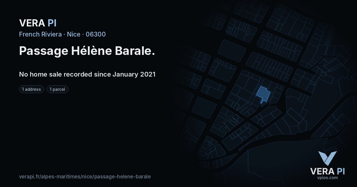 Passage Hélène Barale, Nice at night – every parcel coloured by the prices around it, the street's own parcels lit
