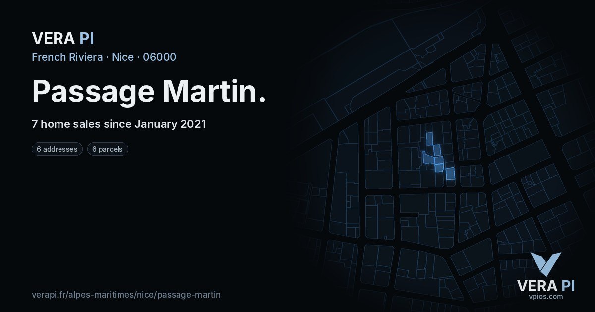 Passage Martin, Nice at night – every parcel coloured by the prices around it, the street's own parcels lit