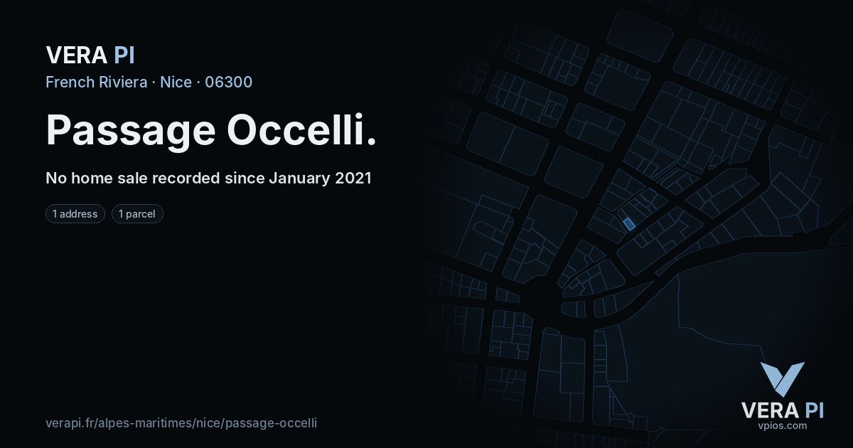 Passage Occelli, Nice at night – every parcel coloured by the prices around it, the street's own parcels lit