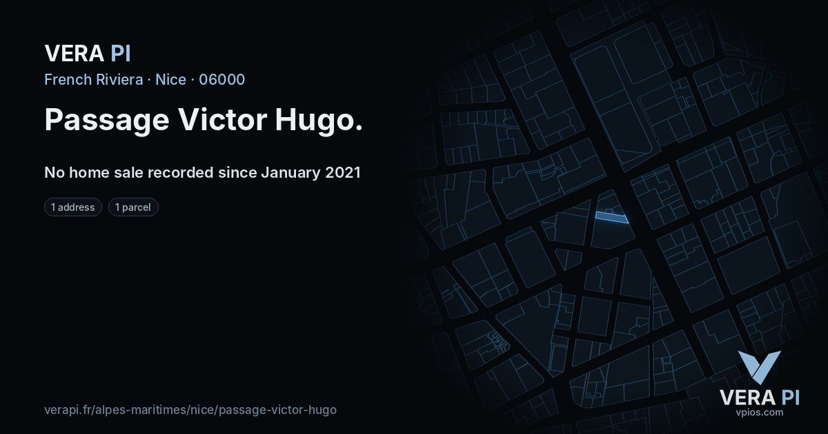 Passage Victor Hugo, Nice at night – every parcel coloured by the prices around it, the street's own parcels lit