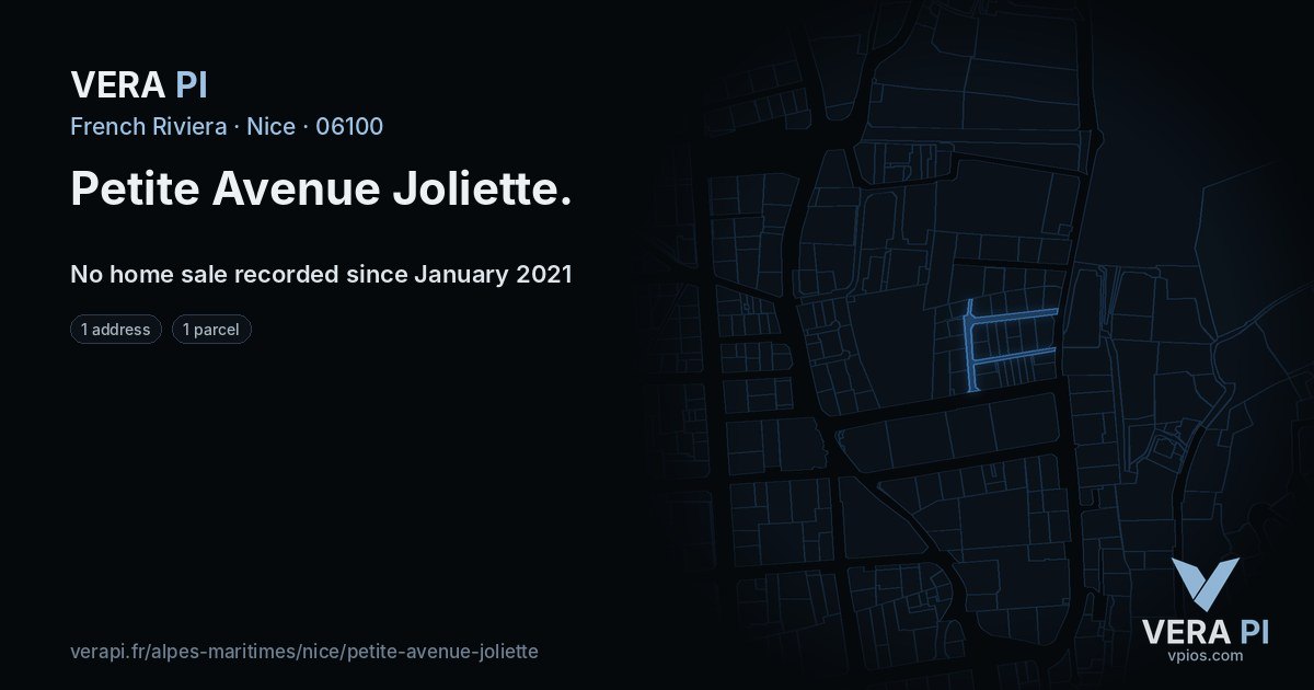 Petite Avenue Joliette, Nice at night – every parcel coloured by the prices around it, the street's own parcels lit