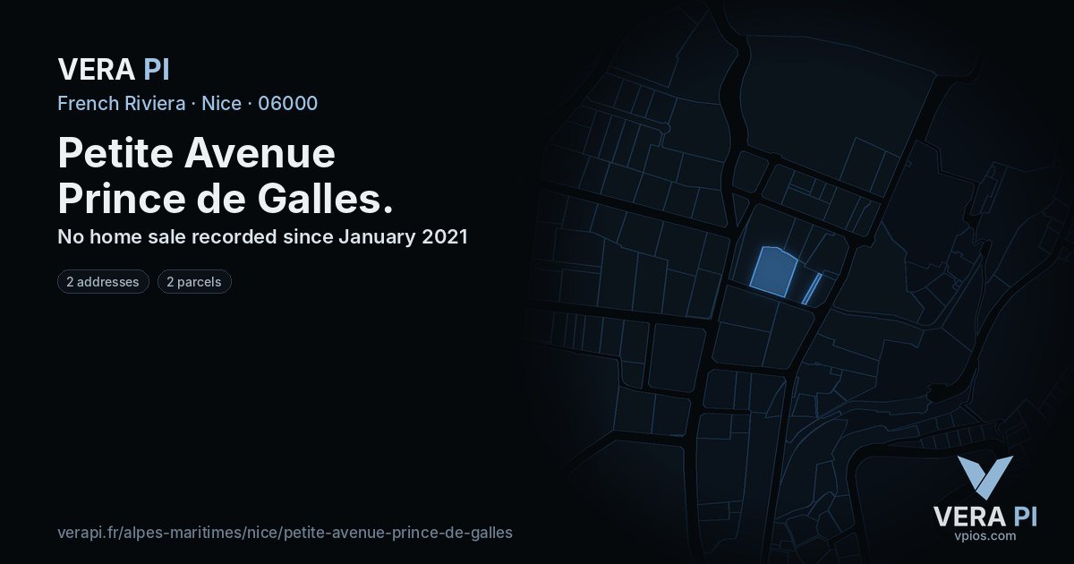 Petite Avenue Prince de Galles, Nice at night – every parcel coloured by the prices around it, the street's own parcels lit