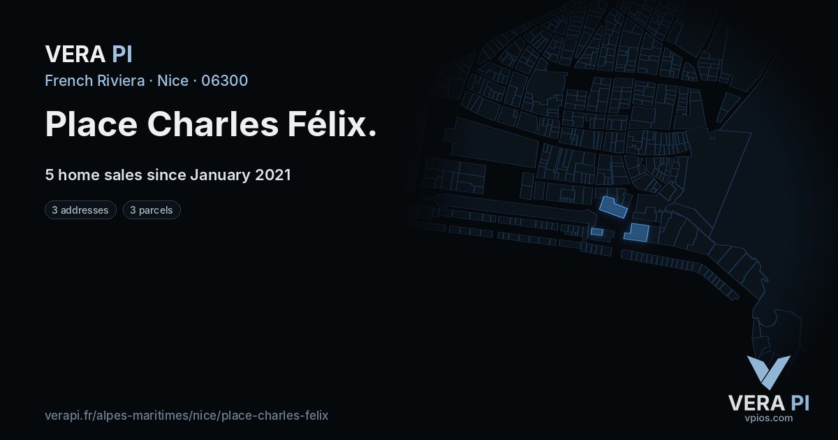 Place Charles Félix, Nice at night – every parcel coloured by the prices around it, the street's own parcels lit