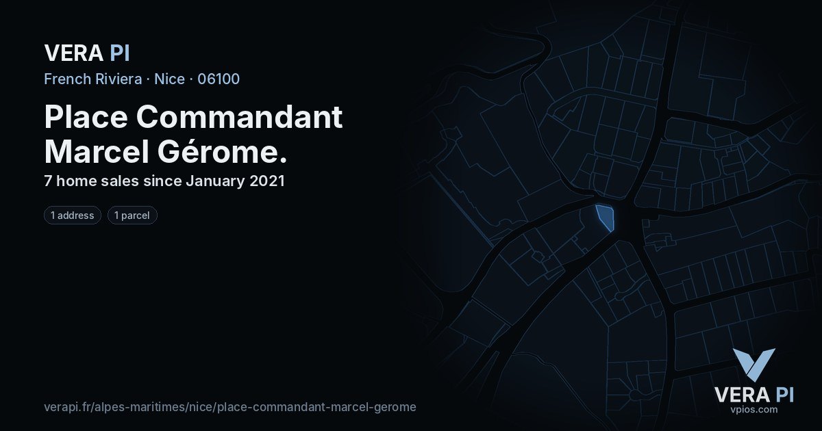 Place Commandant Marcel Gérome, Nice at night – every parcel coloured by the prices around it, the street's own parcels lit