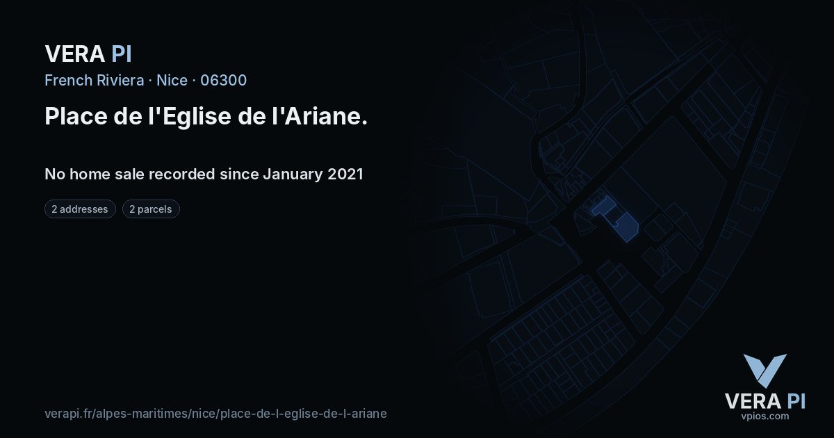 Place de l'Eglise de l'Ariane, Nice at night – every parcel coloured by the prices around it, the street's own parcels lit