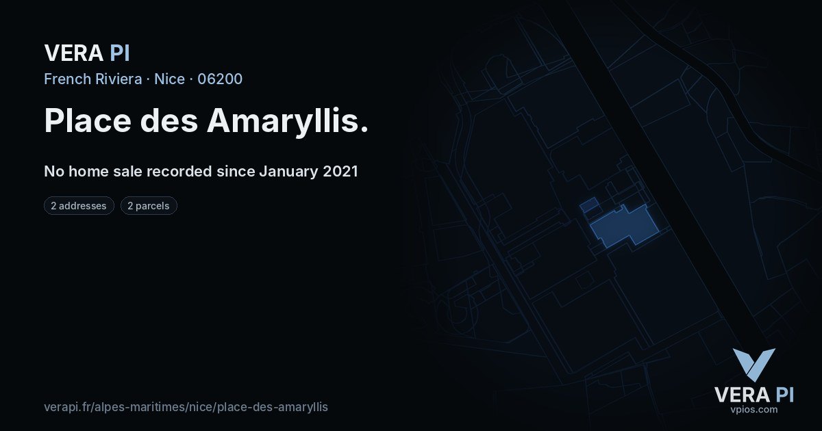 Place des Amaryllis, Nice at night – every parcel coloured by the prices around it, the street's own parcels lit