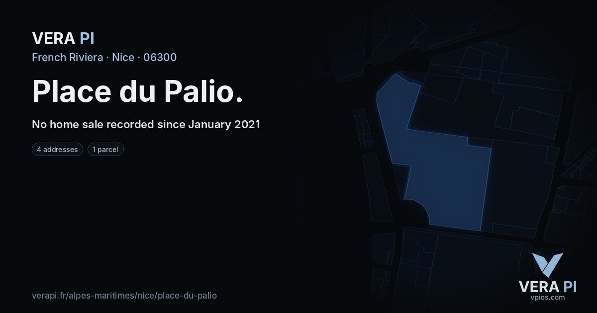 Place du Palio, Nice at night – every parcel coloured by the prices around it, the street's own parcels lit