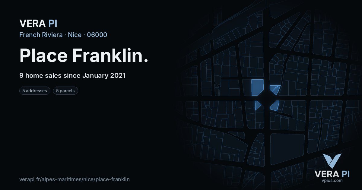 Place Franklin, Nice at night – every parcel coloured by the prices around it, the street's own parcels lit