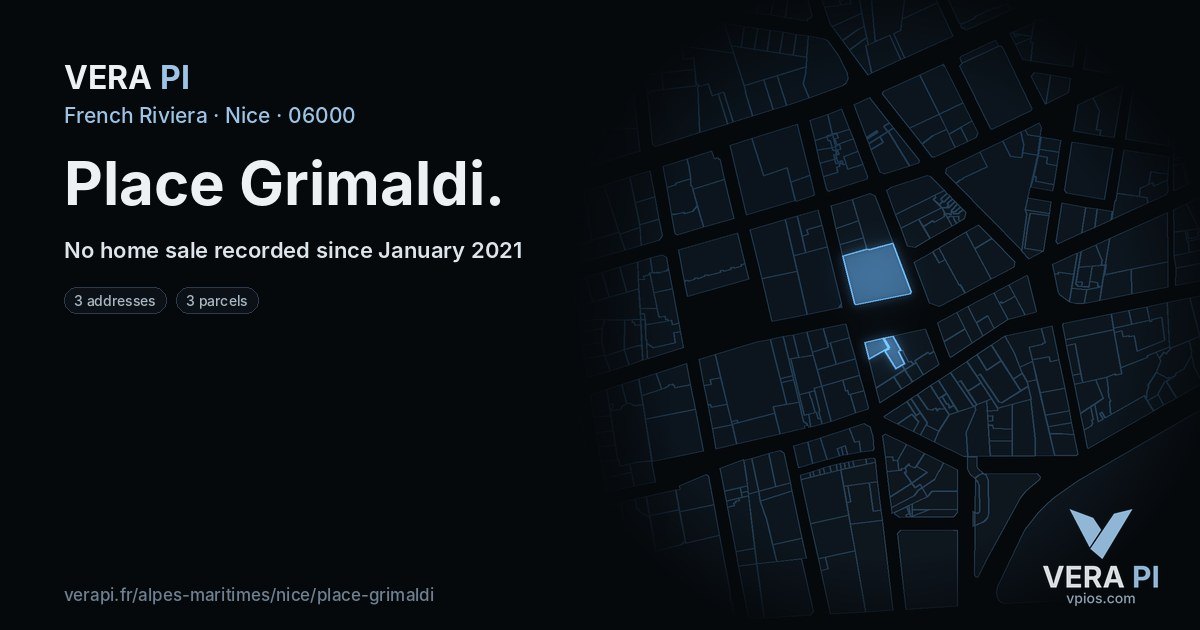 Place Grimaldi, Nice at night – every parcel coloured by the prices around it, the street's own parcels lit