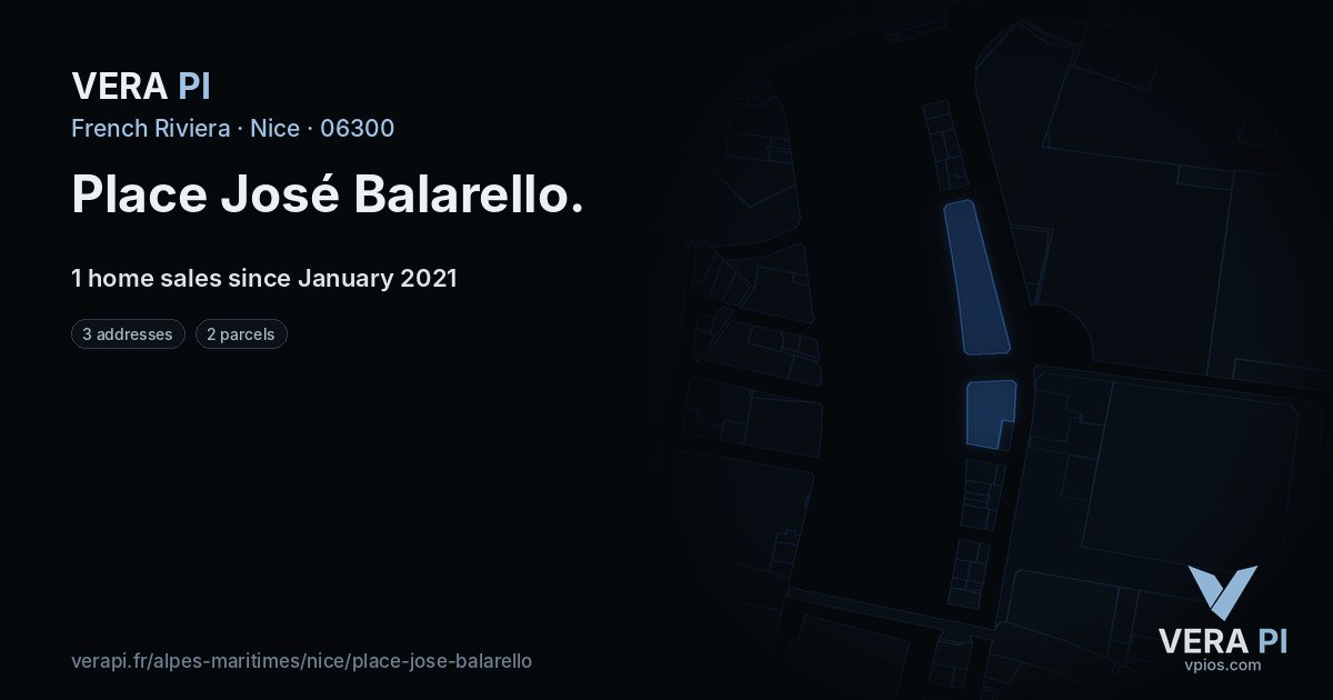 Place José Balarello, Nice at night – every parcel coloured by the prices around it, the street's own parcels lit