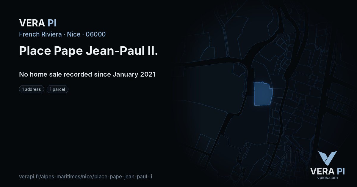 Place Pape Jean-Paul II, Nice at night – every parcel coloured by the prices around it, the street's own parcels lit