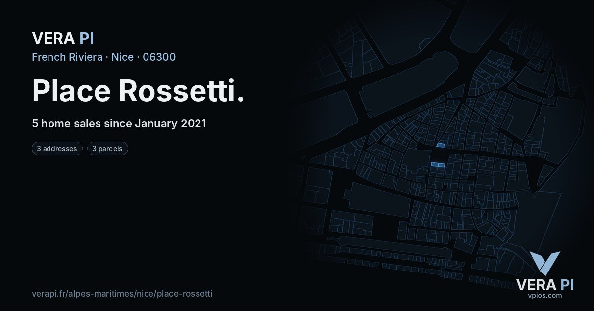 Place Rossetti, Nice at night – every parcel coloured by the prices around it, the street's own parcels lit