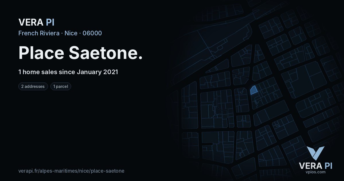 Place Saetone, Nice at night – every parcel coloured by the prices around it, the street's own parcels lit