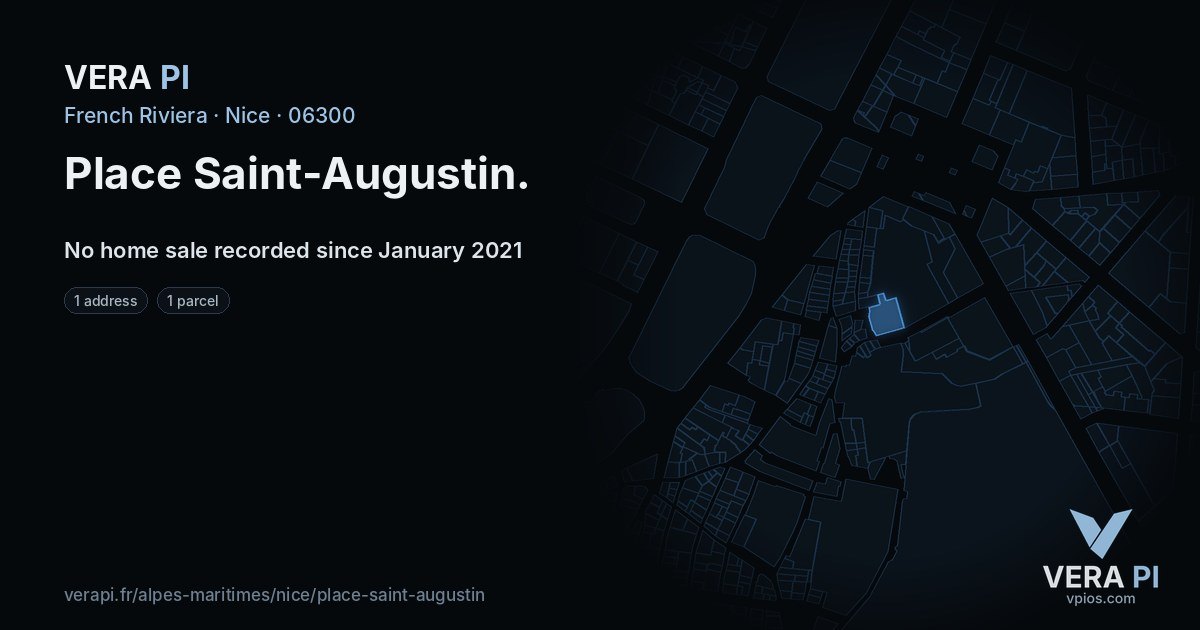 Place Saint-Augustin, Nice at night – every parcel coloured by the prices around it, the street's own parcels lit