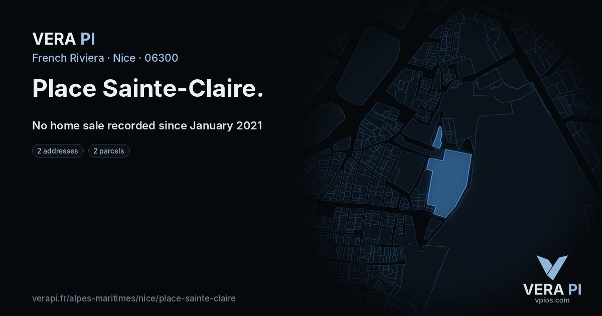 Place Sainte-Claire, Nice at night – every parcel coloured by the prices around it, the street's own parcels lit