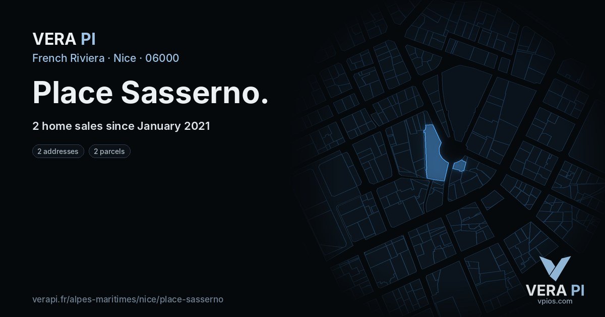 Place Sasserno, Nice at night – every parcel coloured by the prices around it, the street's own parcels lit