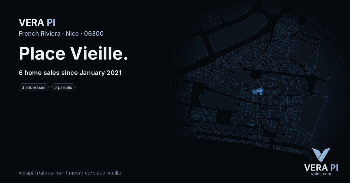 Place Vieille, Nice at night – every parcel coloured by the prices around it, the street's own parcels lit