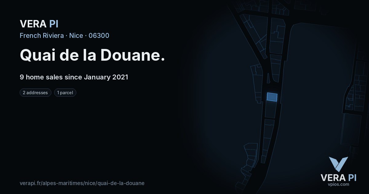 Quai de la Douane, Nice at night – every parcel coloured by the prices around it, the street's own parcels lit