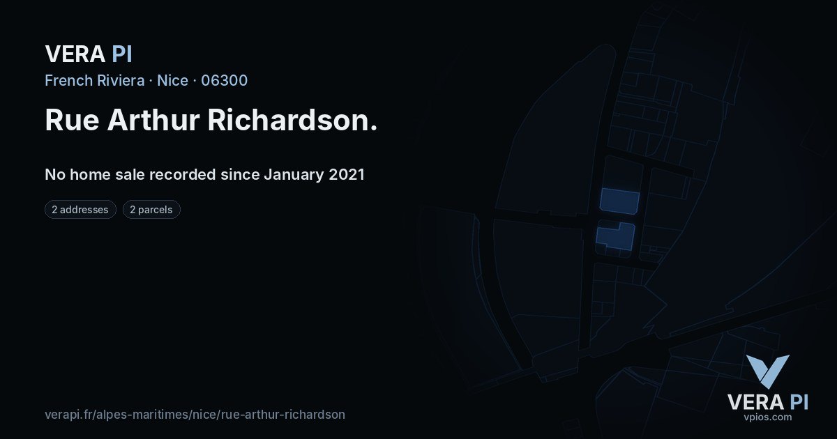 Rue Arthur Richardson, Nice at night – every parcel coloured by the prices around it, the street's own parcels lit