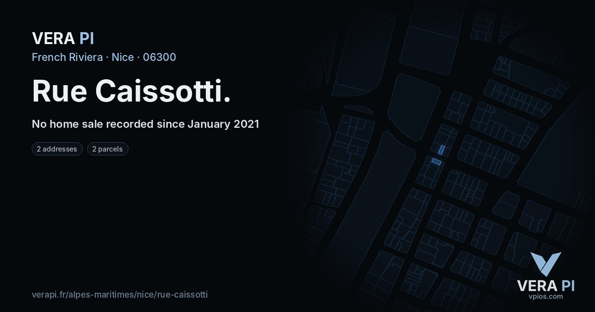 Rue Caissotti, Nice at night – every parcel coloured by the prices around it, the street's own parcels lit