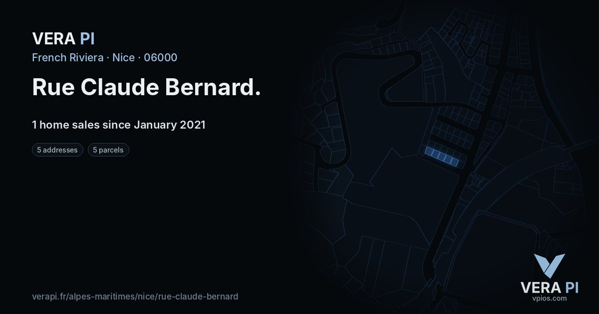 Rue Claude Bernard, Nice at night – every parcel coloured by the prices around it, the street's own parcels lit