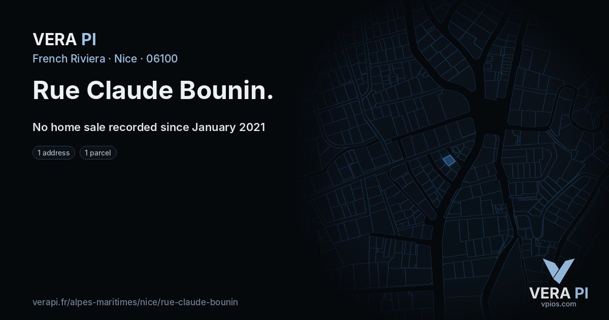 Rue Claude Bounin, Nice at night – every parcel coloured by the prices around it, the street's own parcels lit