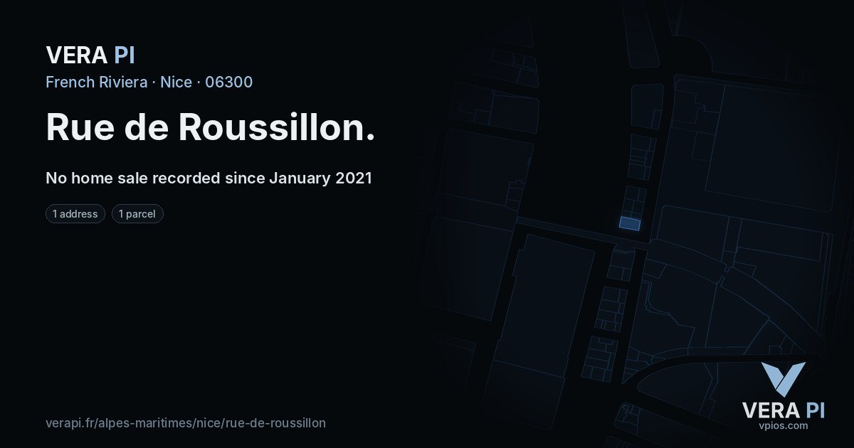 Rue de Roussillon, Nice at night – every parcel coloured by the prices around it, the street's own parcels lit
