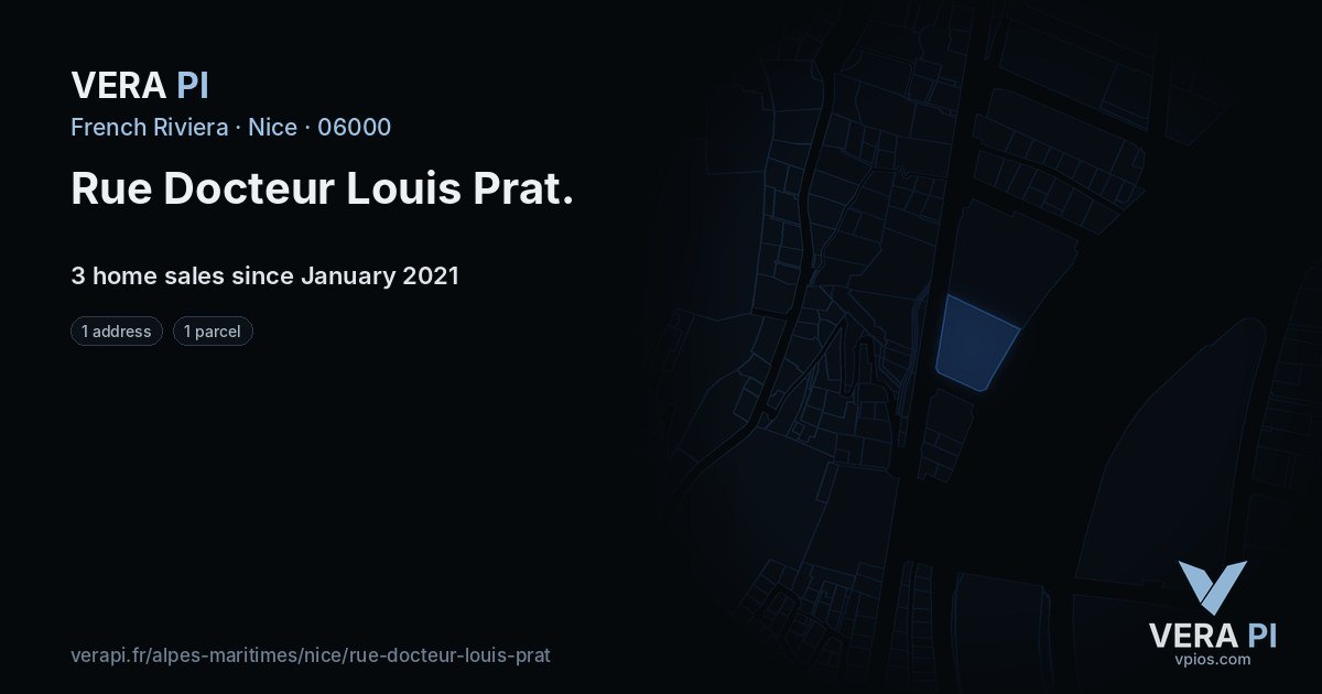 Rue Docteur Louis Prat, Nice at night – every parcel coloured by the prices around it, the street's own parcels lit