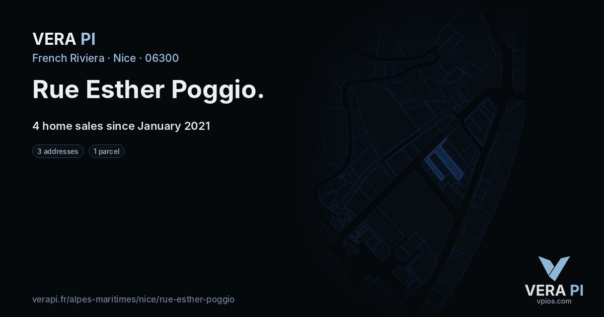 Rue Esther Poggio, Nice at night – every parcel coloured by the prices around it, the street's own parcels lit