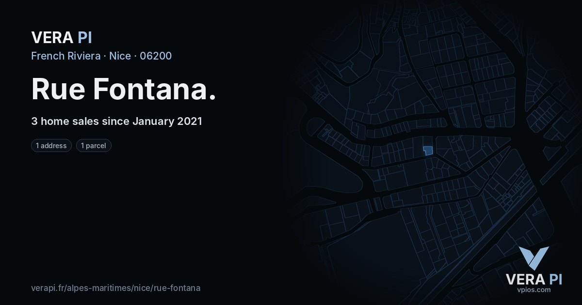 Rue Fontana, Nice at night – every parcel coloured by the prices around it, the street's own parcels lit