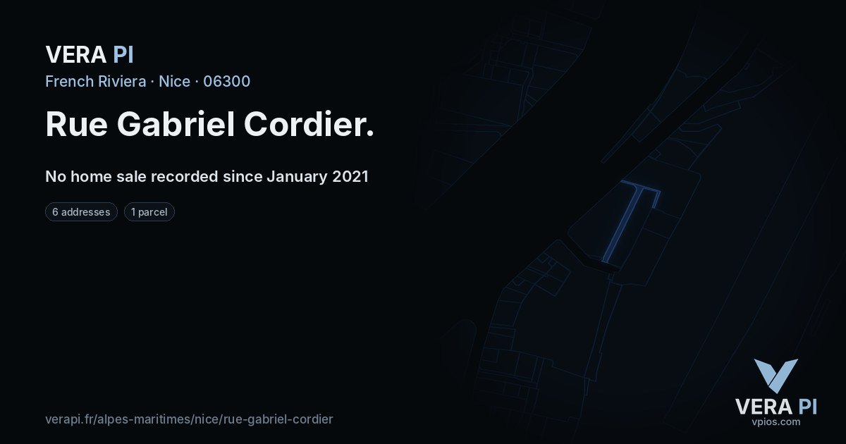 Rue Gabriel Cordier, Nice at night – every parcel coloured by the prices around it, the street's own parcels lit