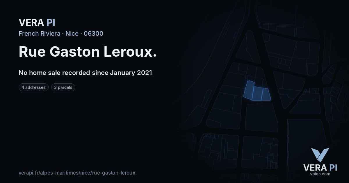 Rue Gaston Leroux, Nice at night – every parcel coloured by the prices around it, the street's own parcels lit