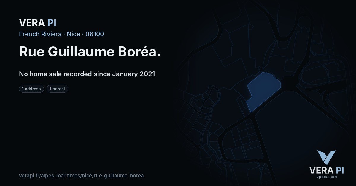 Rue Guillaume Boréa, Nice at night – every parcel coloured by the prices around it, the street's own parcels lit
