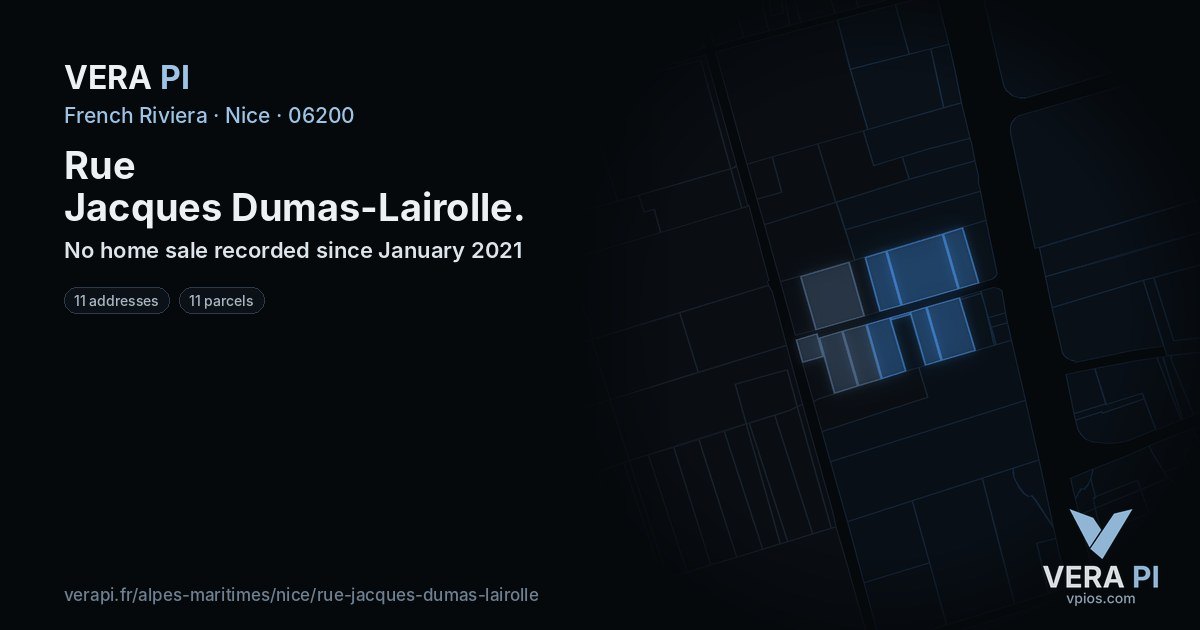 Rue Jacques Dumas-Lairolle, Nice at night – every parcel coloured by the prices around it, the street's own parcels lit