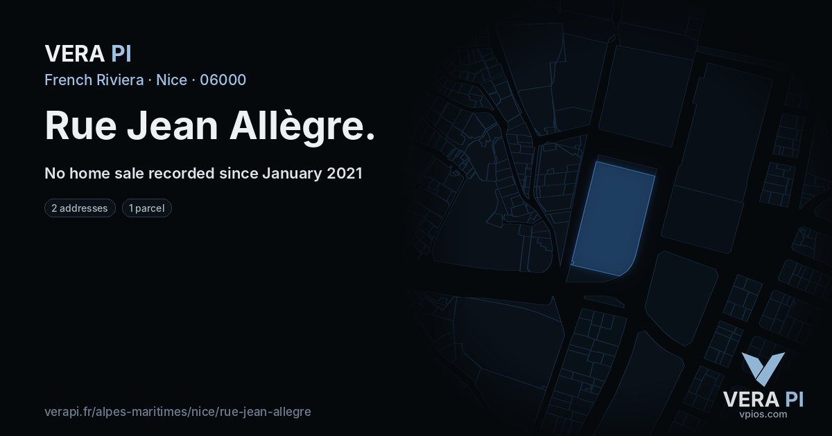 Rue Jean Allègre, Nice at night – every parcel coloured by the prices around it, the street's own parcels lit