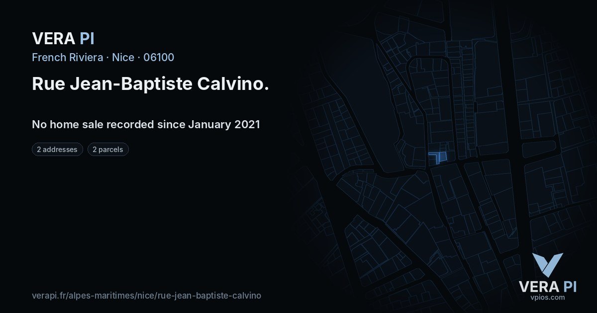 Rue Jean-Baptiste Calvino, Nice at night – every parcel coloured by the prices around it, the street's own parcels lit
