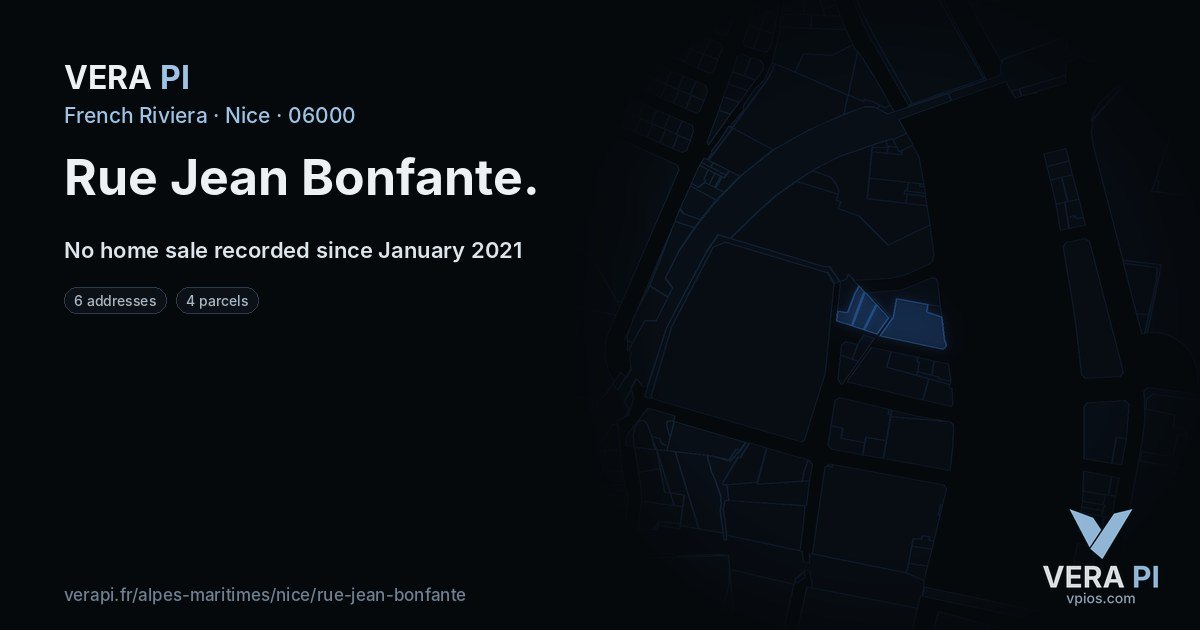 Rue Jean Bonfante, Nice at night – every parcel coloured by the prices around it, the street's own parcels lit