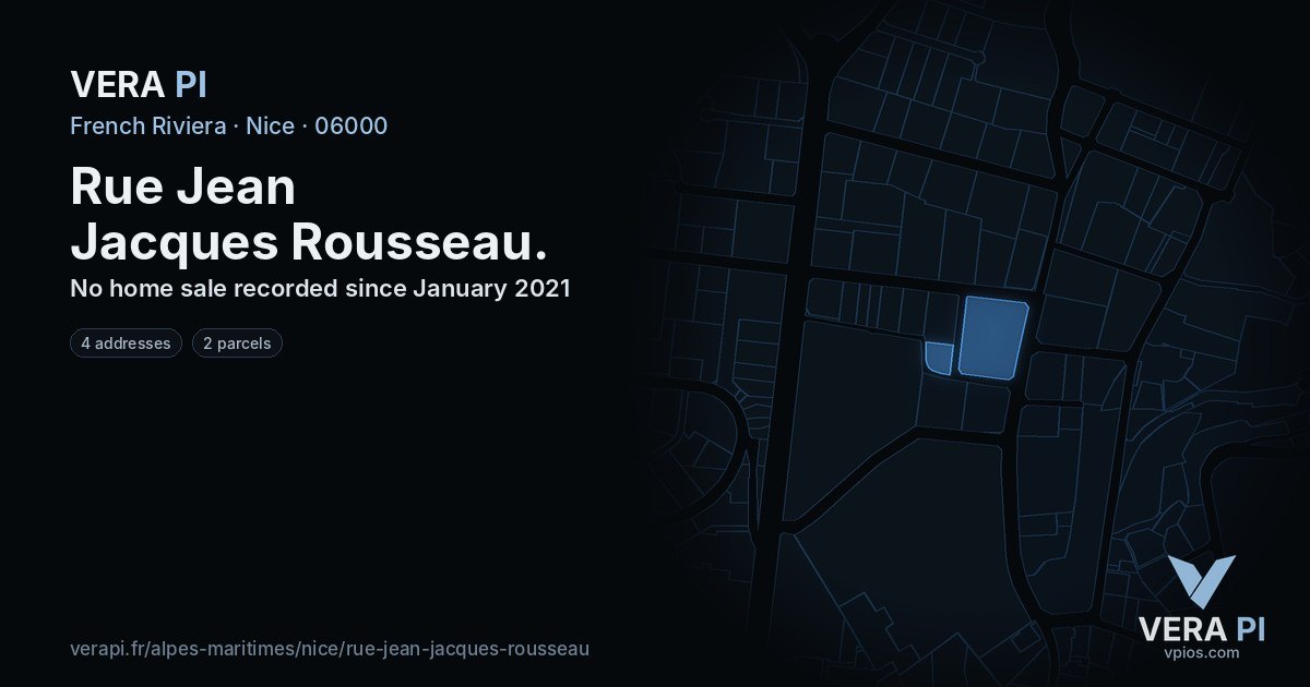 Rue Jean Jacques Rousseau, Nice at night – every parcel coloured by the prices around it, the street's own parcels lit