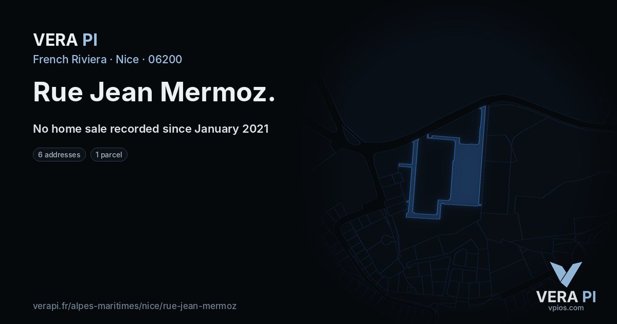 Rue Jean Mermoz, Nice at night – every parcel coloured by the prices around it, the street's own parcels lit