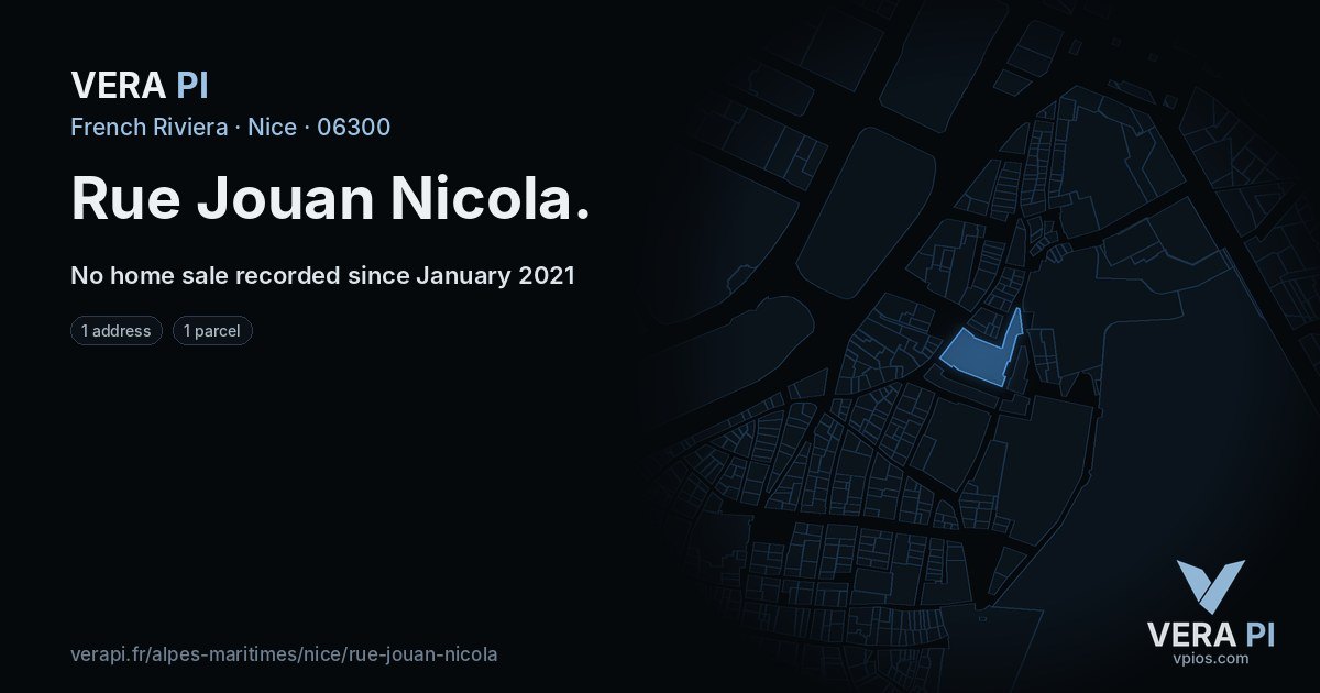 Rue Jouan Nicola, Nice at night – every parcel coloured by the prices around it, the street's own parcels lit
