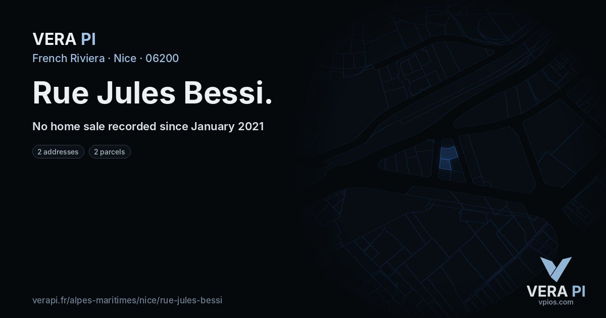 Rue Jules Bessi, Nice at night – every parcel coloured by the prices around it, the street's own parcels lit